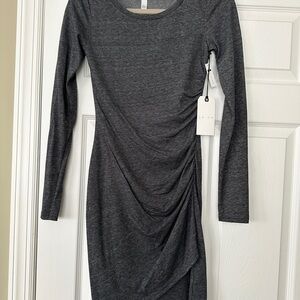 Leith Charcoal Long Sleeve Ruched Dress